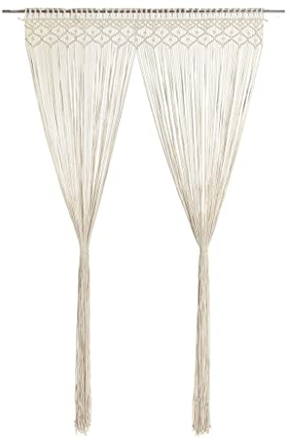 WIFESE Makramee Vorhänge 140x240 cm Fadenvorhang Wandbehang Gewebte Tapisserie Boho Deko Gardinen Boho Vorhänge Türvorhänge für Deko Wohnzimmer Vorhang Kinderzimmer Curtain Creme Baumwolle