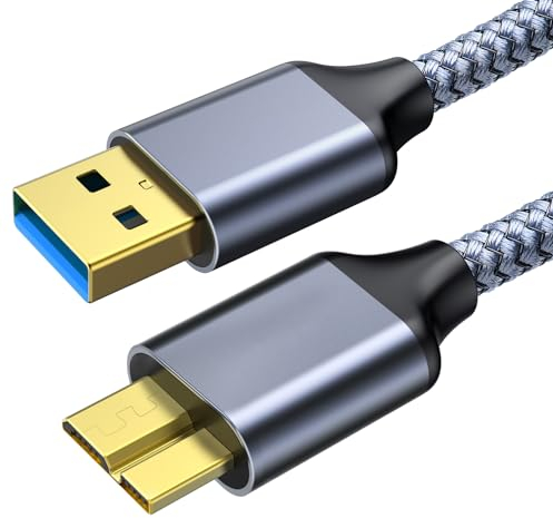 Fannoday Cable USB 3.0, USB Tipo A a Micro B Macho 5Gbps Cable Disco Duro Externo, Se aplica a Galaxy S5, WD Elements, Cámara Fotográfica-1M