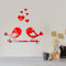 Dreamark 3D-Wandaufkleber, Wandaufkleber, ein Paar Vögel und Herzen, abnehmbarer Spiegel-Aufkleber, DIY, Aufkleber für die Dekoration des Hauses. Kleine niedliche Wandaufkleber (Farbe Rot)