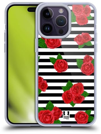 Head Case Designs Pattern Rosa Strisce Floreali Fashion Custodia in Gel [Protezione di Grado Militare] Compatibile con Apple iPhone 14 PRO Max E Compatibile con MagSafe