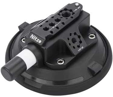 Nitze Camera Car Suction Cup Mount 4.5 with Multiple Mounting Points on Car Window, Windshield Clean and Smooth Surfaces for DJI OSMO, GoPro Hero, Nikon, Sony - N48-A45