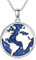PROESS Weltkugel Halskette 925 Sterling Silber Lapislazuli Globus Anhänger Kette Weltkarte Schmuck Reisenden Geschenke für Frauen und Mädchen