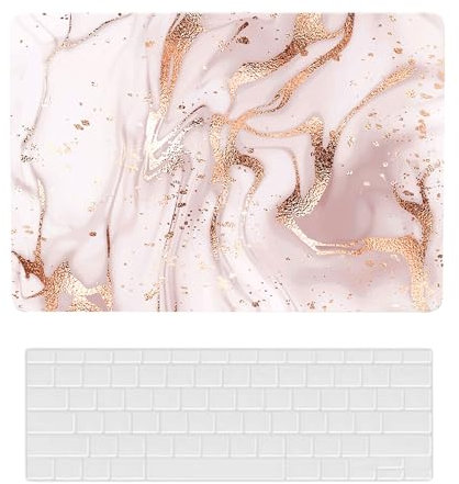 Laptop Hülle für Neues MacBook Air 15 Zoll Modell A2941 M2 Chip 2023 Freisetzung mit Liquid Retina Display und Touch ID, Plastik Schützend Hartschale Case Cover & Tastaturschutz, Roségold