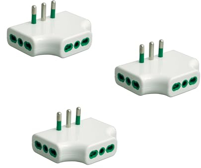 Fanton 82220-B3 - set 3 pezzi adattatore presa tripla piatta SALVASPAZIO multipla 1 spina italiana GRANDE 16A 3 prese italiane grandi adattatore triplo spazi stretti