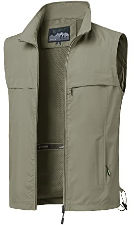 MeiLayM Uomo Gilet da Pesca All'aperto Gilet Multitasche Gilet Estivo ad Asciugatura Rapida Gilet Sportivo con Zip Fotografia Campeggio Caccia Alpinismo Giacca Senza Maniche