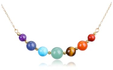 CrystalTears Chakra Kette Damen elegant 7 Edelsteine Perlenkette Reiki Healing Talisman spirituelle Geschenke