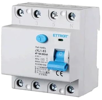 ETTROIT INTERRUTTORE MAGNETOTERMICO DIFFERENZIALE PURO SALVAVITA PER BARRA DIN 4 MODULI 4P 16A 415V 300mA 6KA