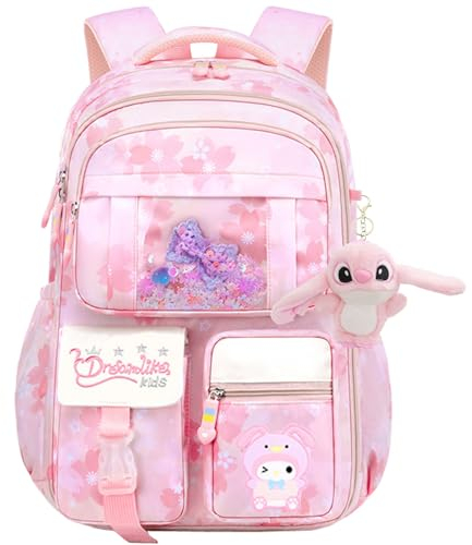 HANXIUCAO Schulranzen für Mädchen, Lagre Capacity Rucksack für die Schule, mit Laptopfach, Mädchen-Rucksäcke für Grundschule (Rosa)