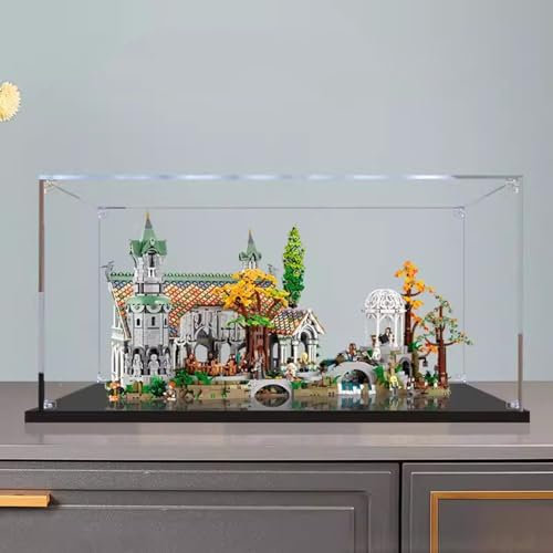 Yglophic Acryl Vitrine Box Für Lego 10316 Rivendell, Acryl Vitrine, staubdichte Aufbewahrungsbox Präsentationsbox für Minifiguren Spielzeug Sammlung (80*55*45cm) A,3MM