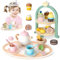 RILSO Teeservice Kinder Holz Spielzeug ab 2 3 4 5 6 Jahre,Geschenke für 3-6-9-12 Jahre Mädchen Spielzeug 2-12 Jahre,Spielküche Zubehör Kinderküche Holz Tee Set Kinder Geschenke 2-4-6-8-12Jahre Mädchen