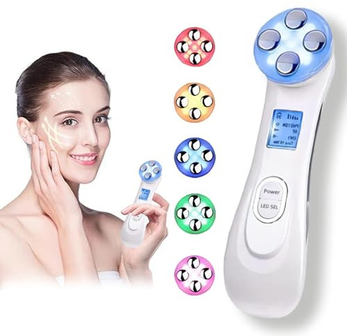 LOFFU Facial Massage & Firming Machine, 6 Modes LED Light Therapy Machine, High Frequency Facial Massage Machine, Facial Lift, Anti-Aging & Anti-Wrinkle Skin Care Tools