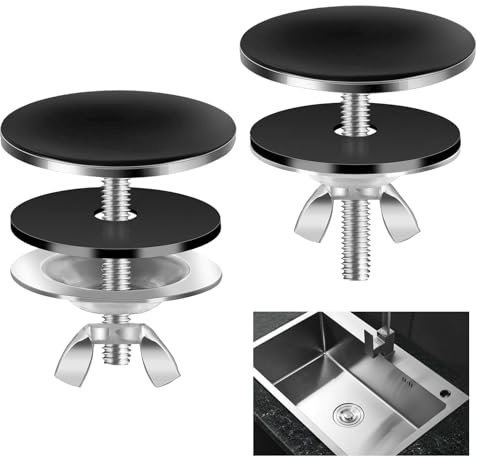 2 cubiertas para agujero de fregadero de 2 pulgadas, cubierta de agujero de fregadero de cocina de acero inoxidable, tapón de enchufe de fregadero de cocina para espacio de encimera