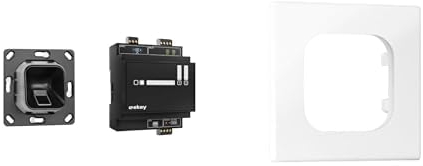 ekey xLine Fingerprintset für Unterputzmontage, ohne Rahmen, schwarz + ekey xLine Rahmen-Adapter, für Jung LS 990 Schalterprogramm, weiß