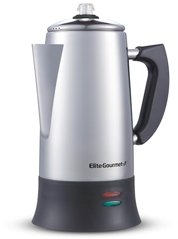 Elite Gourmet EC923 Electric Coffee Percolator, BPA Free Knob, Cool-Touch Handle, Cordless Serve, 12-Cup, Stainless Steel