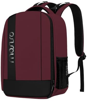 MOSISO Zaino Fotocamera,Zaino Fotografico DSLR/SLR/Mirrorless, Imbottito, Antiurto, con Inserti Modulari Personalizzati&Supporto per Treppiede Compatibile con Canon, Nikon, Sony etc,Vino Rosso