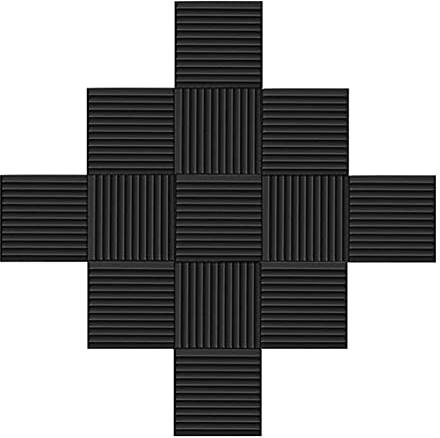 Evenden 12Er-Pack, Akustische Wandpaneele, 30,5 X 30,5 X 2,5 Cm, Geruchlose und Schnell Wiederherstellbare SchalldäMpfende Wandpaneele (Schwarz)