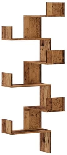 vidaXL Wand Eckregal, Wandregal Regal Dekorativ, Bücherregal Schweberegal für Wohnzimmer Schlafzimmer, Hängeregal Wandboard, Altholz-Optik Holzwerkstoff