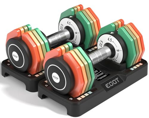 Verstellbare Kurzhanteln 5 in 1 Set (5,6kg/10,2kg/25kg) - Frei Verstellbare Hanteln mit rutschfestem Griff & Regenbogen Gewichten für Fitness zu Hause, Krafttraining für Männer und Frauen
