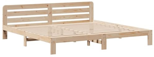 vidaXL Massivholzbett, Holzbett ohne Matratze, Bettgestell mit Kopfteil Lattenrost, Bett Doppelbett für Schlafzimmer, 180x200cm Kiefernholz