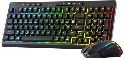 Redragon BS142 Kabellose Gaming-Tastatur- und -Maus-Kombination - K515 PRO RGB-Membrantastatur und M693 PRO Gaming-Maus im Paket, 98 Tasten