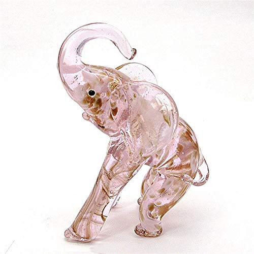 Statua,Scultura Cristallo Fatto a Mano in Vetro Di Murano Elefante Figurina Art Vetro Miniatura Scultura Animale Collezionabili Compleanno Regalo Di Natale Decorazione Domestica Ornamento/Rosa/Circa 1
