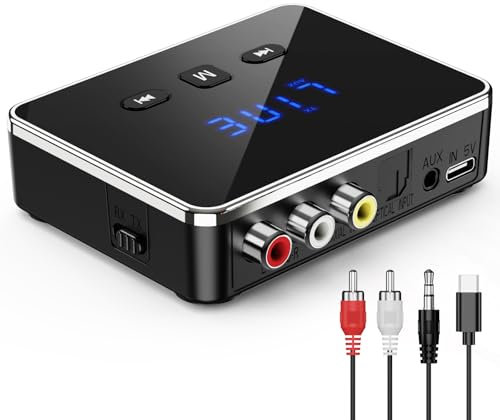 ORIA Trasmettitore Ricevitore Bluetooth 5.4, 2 in 1 Adattatore Audio Bluetooth con Aux/RCA/COA/Ottico, Bassa Latenza, Adattatore Audio Hi Fi per TV, Computer Desktop, Altoparlanti