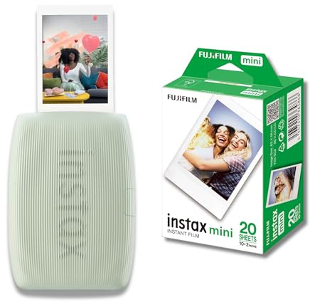 instax Fujifilm mini Link 3 Sage Green | Mini Stampante per Smartphone + Confezione da 20 Pellicole mini