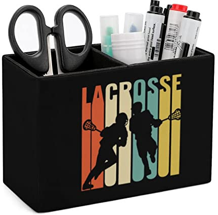 GZYWLKJ Stiftehalter im Stil der 70er Jahre, Lacrosse-Spieler, Stiftehalter, 2 Fächer, Schreibtisch-Organizer, Aufbewahrungsbox, Ständer für Make-up-Pinsel
