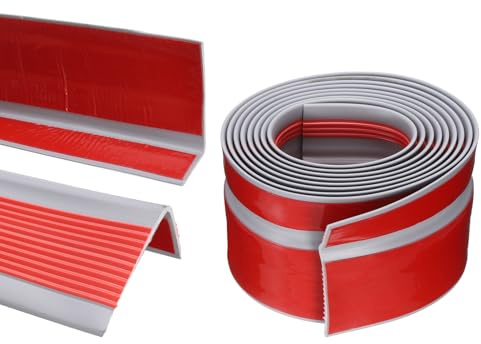 QUARKZMAN Protecteur de Bord D'Escalier Nez D'Escalier Rouge 2,2 M | Antidérapant, Bandes de Garniture Auto-Adhésives pour Escaliers Intérieurs, et Extérieurs, pour Maison Bureau