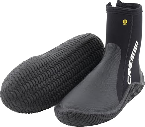 CRESSI ReefTech/RS Boots 5mm - Bottillons Unisex en Néoprène 5mm Noir Doublement Doublées pour la Plongée en Eaux Froides avec Palmes Ouvertes, Ideals protéger Les Pieds du Froid