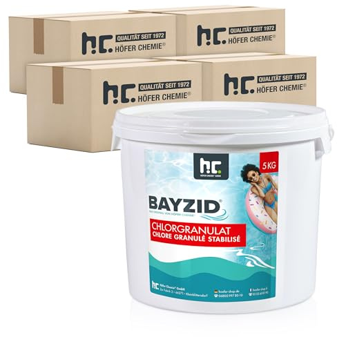 Höfer Chemie Chlorgranulat für Pool 16 x 5kg - 56% Aktivchlorgehalt zur Schnellen Anhebung des Chlorgehaltes - Bekämpft Keime & Bakterien - Leicht Löslich Schwimmbad