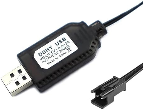 USB-Ladekabel Batterie-Ladekabel, 1 Stück, 6V Ausgang | Für Ni-Cd/Ni-MH/LiPo/LiFePo4-Akkus SM-2-Pin-Steckeradapter, Für auf RC Toys Car Tank Trucks Trains Boat verwendet