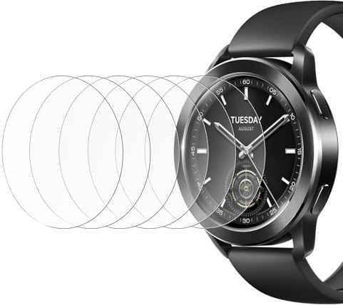 Joogee 6 Piezas Protector Pantalla Compatible para Xiaomi Watch S3 Cristal Templado,9H Dureza, Anti-Burbujas Anti-arañazo HD Película para Xiaomi Watch S3