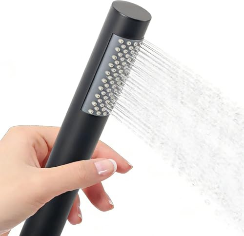 Dwitkul Pommeau de Douche cylindrique,Douchette pour Salles de Bain,Pommeau de Douche Haute Pression avec 66 Buses Anti-Calcaire,Pommeau de Douche Anti Calcaire Acier inoxydable 304,Chrome.(Noir)
