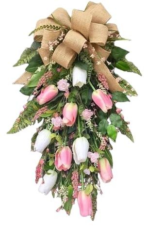 Wimnqie Tränenförmige Deko Girlande aus Kunstblumen,56cm Florale Dekoration - Künstlicher Türkranz,Für das Zuhause die Haustür das Bauernhaus die Wand Fenster Festival Hochzeit Sommer