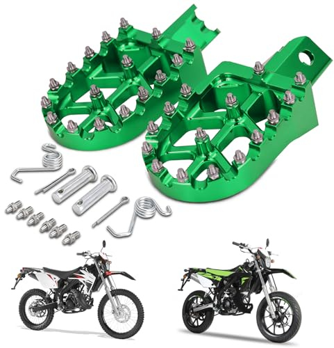 Repose Pieds Moto Larges Aluminium CNC pour Moteur AM6 Supermotard Vert | Aluminium,Antidérapant,Usage Supermotard Enduro Motocross,Cale Pied Moto pour Vent 50 Derapage 50 RR Baja 50 HM50 CRE50 CRM50