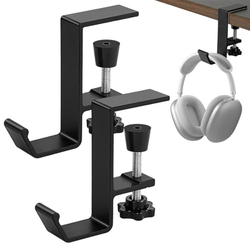 KAHZOR 2 Pièces Support Casque Bureau Gamer, Porte Casque Gaming, Support Réglable en Aluminium, Setup Gaming Accessoire pour Clés