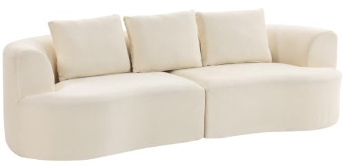 HOMCOM 3-Sitzer Sofa 260cm Couch im Wolken-Design Gepolstert Cremeweiß