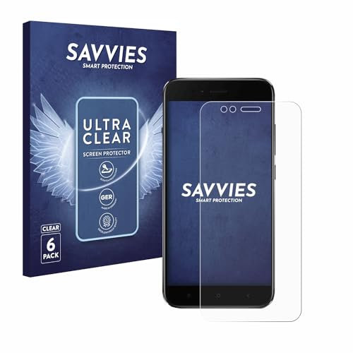 savvies Protector Pantalla para Xiaomi Mi A1 (6 Unidades) Película Ultra Transparente