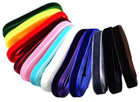 MagiDeal 12 Stücke 1 Yard Samt Band Samtband Dekoband Gewebeband Schleifenband - 9mm