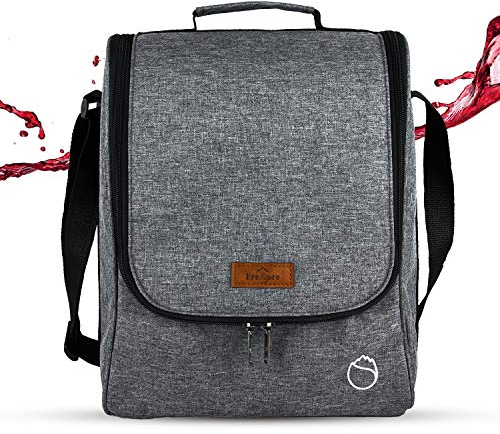 Freshore 3 Wein Totes und Carriers isolierte Tumbler Flasche Wein Tasche für Geschenk - hohe Kapazität Lagerung 2 Weingläser oder Champagner (Space Grey)