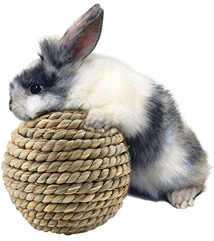 HEEPDD Balle de Paille d'herbe Naturelle, Perroquet de Jouet d'animal Familier Rongeant des Boules de Jouet de Lapin de Pied Jouets pour l'accessoire Dentaire de Cage de SantéJouets