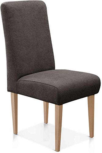 CAVADORE Esszimmerstuhl Malm / Polsterstuhl für Küche oder Esszimmer / Passend zur Küchengarnitur Malm / Leichte Fleckenentfernung dank Soft Clean / 48 x 103 x 62 / Flachgewebe: dunkelgrau