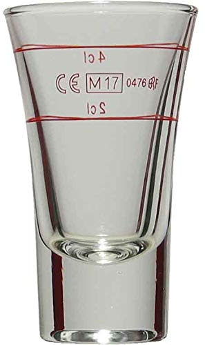 Bormioli Rocco Dublino 5,7 cl Schnapsglas Likörglas Stamper, Rotring-Füllstrich 2+4 cl, 12 St.