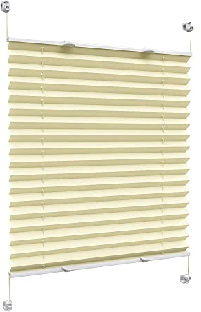 Victoria M. Praktica Plissee ohne Bohren, zum Klemmen Sichtschutz Fenster, Sonnenschutz, Polyesterstoff, 85 x 150 cm, Creme