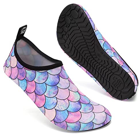 Mabove Badeschuhe Wasserschuhe Schwimmschuhe Damen Strandschuhe Aquaschuhe Barfussschuhe Neopren Surfschuhe(Violett Meerjungfrau,38/39 EU)