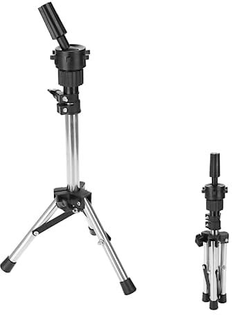 AYNEFY Mannequin Head Holder, Height Adjustable Training Tripod Stand Metal Wig Display for Hairdressers, Hair Stylists, Cosmetologists, Salons and Cosmetology School Students (Silver)