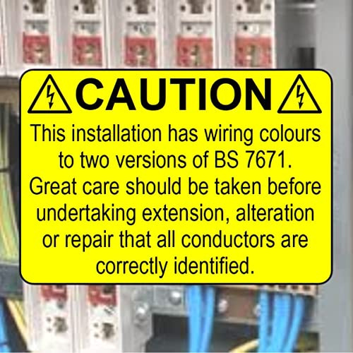 Harmonised Cable Colour Warning Labels | 76 X 51mm | Electrical Safety Labels (50)