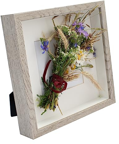 BD ART 23x23 (25x25) Bilderrahmen 3D box zum Befüllen Tief Objektrahmen Rahmen für Objekte mit Plexi glass Eiche Trüffe