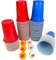 MBP My Beer Pong Beerpong Party Set de 50 gobelets rouges + 50 gobelets en forme de baue + 3 balles orange + 3 balles blanches | gobelets en plastique lavables | Anniversaire mariage
